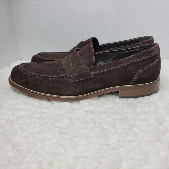 Testoni Basic Men’s 11M Brown Suede Penny Loafers Slip On Dress Shoes main image 7